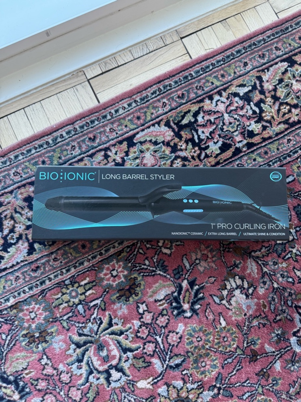 Bio:Ionic Long Barrel Styler 1" Pro Curling Iron - Black & Teal